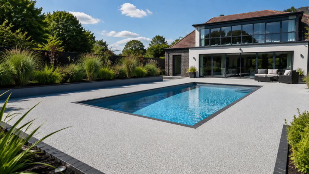 Residential pathway swimming pool surround Resin-bound surfacing